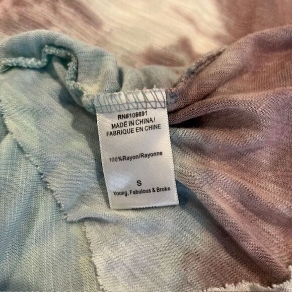 Young Fabulous & Broke Sleeveless Tie Dye Tee Asymmetic Hem Blue Purple Size S - Picture 5 of 9